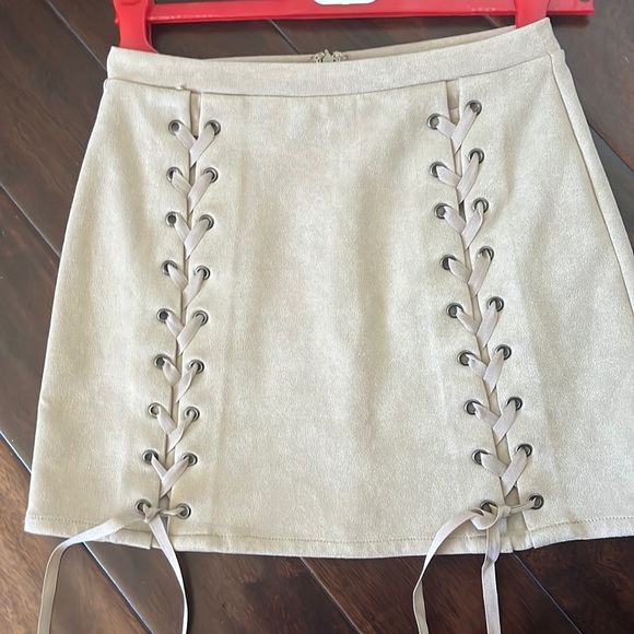 Honey Punch Dresses & Skirts - Beige suede skirt size small